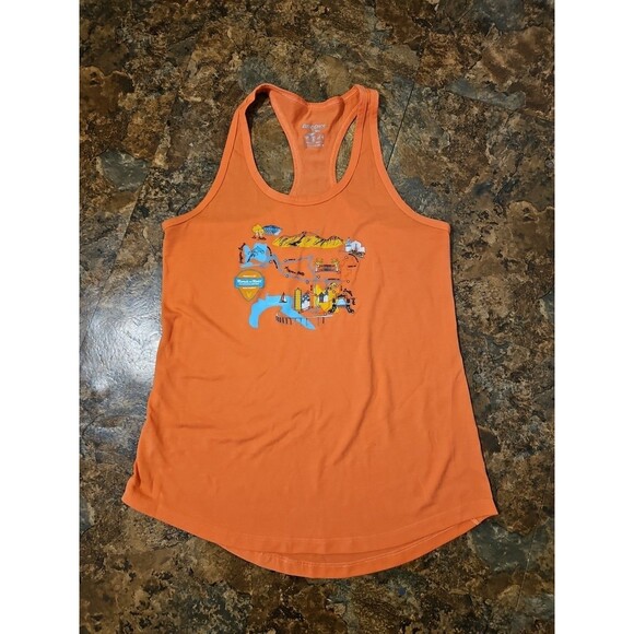 Brooks Distance Graphic Tank Women's‎ Run Happy XS Orange Racerback (A184) - Picture 1 of 8